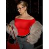 imageYEOREO Sophie Women Off Shoulder Long Sleeve Shirts Double Lined Basic Undershirt Y2K Going Out TopsRed