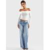 imageYEOREO Sophie Women Off Shoulder Long Sleeve Shirts Double Lined Basic Undershirt Y2K Going Out TopsWhite