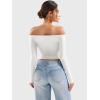 imageYEOREO Sophie Women Off Shoulder Long Sleeve Shirts Double Lined Basic Undershirt Y2K Going Out TopsWhite
