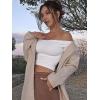 imageYEOREO Sophie Women Off Shoulder Long Sleeve Shirts Double Lined Basic Undershirt Y2K Going Out TopsWhite