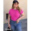 imageYEOREO Women Fitted Workout Tops Short Sleeve Double Lined Basic Y2K Going Out Crew Neck Compression Crop TopRose