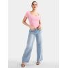 imageYEOREO Womens Tops Short Sleeve Going Out T Shirts Scoop Neck Slim Fit Double Lined Pattiy Crop TopsSakura Pink