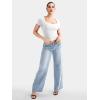 imageYEOREO Womens Tops Short Sleeve Going Out T Shirts Scoop Neck Slim Fit Double Lined Pattiy Crop TopsWhite