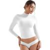 imageYEOREO Long Sleeve Workout Crop Mock Thermal Turtle Neck Double Lined Base Tops Shirts Women Sariah Y2k UndershirtWhite