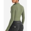 imageYEOREO CoreFlex Womens Workout Jackets Cropped Zip Up Athletic Jackets Arsene Slim Fit Yoga Running Tops with Thumb HolesArmy Green