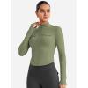 imageYEOREO CoreFlex Womens Workout Jackets Cropped Zip Up Athletic Jackets Arsene Slim Fit Yoga Running Tops with Thumb HolesArmy Green