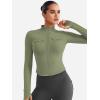 imageYEOREO CoreFlex Womens Workout Jackets Cropped Zip Up Athletic Jackets Arsene Slim Fit Yoga Running Tops with Thumb HolesArmy Green