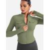 imageYEOREO CoreFlex Womens Workout Jackets Cropped Zip Up Athletic Jackets Arsene Slim Fit Yoga Running Tops with Thumb HolesArmy Green