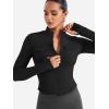 imageYEOREO CoreFlex Womens Workout Jackets Cropped Zip Up Athletic Jackets Arsene Slim Fit Yoga Running Tops with Thumb HolesBlack
