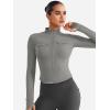 imageYEOREO CoreFlex Womens Workout Jackets Cropped Zip Up Athletic Jackets Arsene Slim Fit Yoga Running Tops with Thumb HolesLight Gray