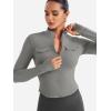 imageYEOREO CoreFlex Womens Workout Jackets Cropped Zip Up Athletic Jackets Arsene Slim Fit Yoga Running Tops with Thumb HolesLight Gray