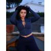 imageYEOREO CoreFlex Womens Workout Jackets Cropped Zip Up Athletic Jackets Arsene Slim Fit Yoga Running Tops with Thumb HolesNavy Blue