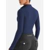 imageYEOREO CoreFlex Womens Workout Jackets Cropped Zip Up Athletic Jackets Arsene Slim Fit Yoga Running Tops with Thumb HolesNavy Blue
