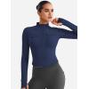 imageYEOREO CoreFlex Womens Workout Jackets Cropped Zip Up Athletic Jackets Arsene Slim Fit Yoga Running Tops with Thumb HolesNavy Blue