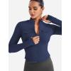 imageYEOREO CoreFlex Womens Workout Jackets Cropped Zip Up Athletic Jackets Arsene Slim Fit Yoga Running Tops with Thumb HolesNavy Blue