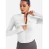 imageYEOREO CoreFlex Womens Workout Jackets Cropped Zip Up Athletic Jackets Arsene Slim Fit Yoga Running Tops with Thumb HolesWhite
