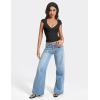imageYEOREO Diva Women Basics T Shirts Going Out Y2K Double Lined Deep V Neck Short Sleeve Slim Fit Crop Tops Cut Sexy TeeBlack