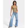 imageYEOREO Diva Women Basics T Shirts Going Out Y2K Double Lined Deep V Neck Short Sleeve Slim Fit Crop Tops Cut Sexy TeeBrown