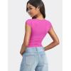 imageYEOREO Diva Women Basics T Shirts Going Out Y2K Double Lined Deep V Neck Short Sleeve Slim Fit Crop Tops Cut Sexy TeeRose Red