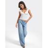 imageYEOREO Diva Women Basics T Shirts Going Out Y2K Double Lined Deep V Neck Short Sleeve Slim Fit Crop Tops Cut Sexy TeeWhite