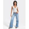 imageYEOREO Diva Women Basics T Shirts Going Out Y2K Double Lined Deep V Neck Short Sleeve Slim Fit Crop Tops Cut Sexy TeeWhite