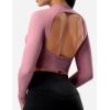 imageYEOREO Janelle Ribbed Open Back Top Womens Activewear TShirts Workout Yoga Gym Shirts Long Sleeve Tank Rose