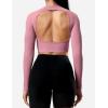 imageYEOREO Janelle Ribbed Open Back Top Womens Activewear TShirts Workout Yoga Gym Shirts Long Sleeve Tank Rose