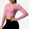 imageYEOREO Janelle Ribbed Open Back Top Womens Activewear TShirts Workout Yoga Gym Shirts Long Sleeve Tank Rose