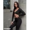 imageYEOREO Kyla Women Crop Top Long Sleeve Padded Sports Low Medium Impact Yoga Shirt Workout Black M