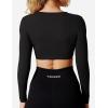 imageYEOREO Kyla Women Crop Top Long Sleeve Padded Sports Low Medium Impact Yoga Shirt Workout Black M