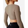imageYEOREO Kyla Women Crop Top Long Sleeve Padded Sports Low Medium Impact Yoga Shirt Workout White L