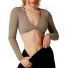imageYEOREO Kyla Women Crop Top Long Sleeve Padded Sports Low Medium Impact Yoga Shirt Workout White L
