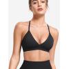 imageYEOREO Sports Bras for Women Strappy Padded Halter Ericie Open Back Light Impact Deep V Neck Yoga Workout Gym TopsBlack