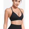 imageYEOREO Sports Bras for Women Strappy Padded Halter Ericie Open Back Light Impact Deep V Neck Yoga Workout Gym TopsBlack