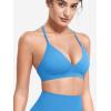 imageYEOREO Sports Bras for Women Strappy Padded Halter Ericie Open Back Light Impact Deep V Neck Yoga Workout Gym TopsBlue
