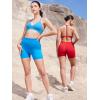imageYEOREO Sports Bras for Women Strappy Padded Halter Ericie Open Back Light Impact Deep V Neck Yoga Workout Gym TopsBlue