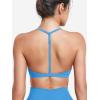 imageYEOREO Sports Bras for Women Strappy Padded Halter Ericie Open Back Light Impact Deep V Neck Yoga Workout Gym TopsBlue