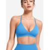 imageYEOREO Sports Bras for Women Strappy Padded Halter Ericie Open Back Light Impact Deep V Neck Yoga Workout Gym TopsBlue