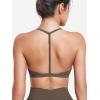 imageYEOREO Sports Bras for Women Strappy Padded Halter Ericie Open Back Light Impact Deep V Neck Yoga Workout Gym TopsBrown