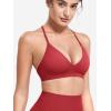 imageYEOREO Sports Bras for Women Strappy Padded Halter Ericie Open Back Light Impact Deep V Neck Yoga Workout Gym TopsRed