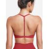 imageYEOREO Sports Bras for Women Strappy Padded Halter Ericie Open Back Light Impact Deep V Neck Yoga Workout Gym TopsRed