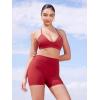 imageYEOREO Sports Bras for Women Strappy Padded Halter Ericie Open Back Light Impact Deep V Neck Yoga Workout Gym TopsRed