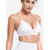 imageYEOREO Sports Bras for Women Strappy Padded Halter Ericie Open Back Light Impact Deep V Neck Yoga Workout Gym TopsWhite