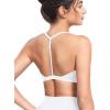 imageYEOREO Sports Bras for Women Strappy Padded Halter Ericie Open Back Light Impact Deep V Neck Yoga Workout Gym TopsWhite