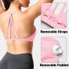 imageYEOREO Workout Sports Bras for Women Padded Strappy Open Back Gym Bra Light Impact Criss Cross Yoga Crop TopBaby Pink