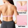 imageYEOREO Workout Sports Bras for Women Padded Strappy Open Back Gym Bra Light Impact Criss Cross Yoga Crop TopBaby Pink