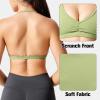 imageYEOREO Workout Sports Bras for Women Padded Strappy Open Back Gym Bra Light Impact Criss Cross Yoga Crop TopBean Green