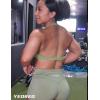 imageYEOREO Workout Sports Bras for Women Padded Strappy Open Back Gym Bra Light Impact Criss Cross Yoga Crop TopBean Green