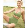 imageYEOREO Workout Sports Bras for Women Padded Strappy Open Back Gym Bra Light Impact Criss Cross Yoga Crop TopBean Green