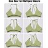 imageYEOREO Workout Sports Bras for Women Padded Strappy Open Back Gym Bra Light Impact Criss Cross Yoga Crop TopBean Green